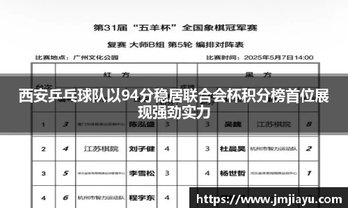 西安乒乓球队以94分稳居联合会杯积分榜首位展现强劲实力